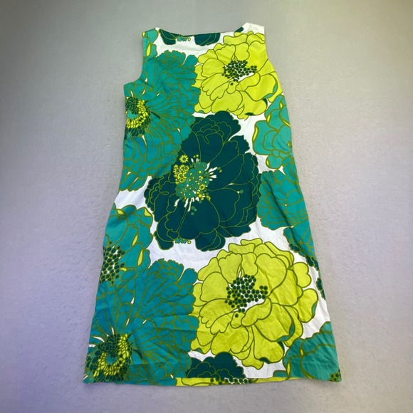 Ann Taylor Dress Women's Size 8 Green Floral St. Patrick's Day Sleeveless A-Line - Picture 2 of 5